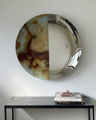 Dual-Finish Split Marble Convex Wall Mirror