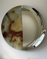 Dual-Finish Split Marble Convex Wall Mirror