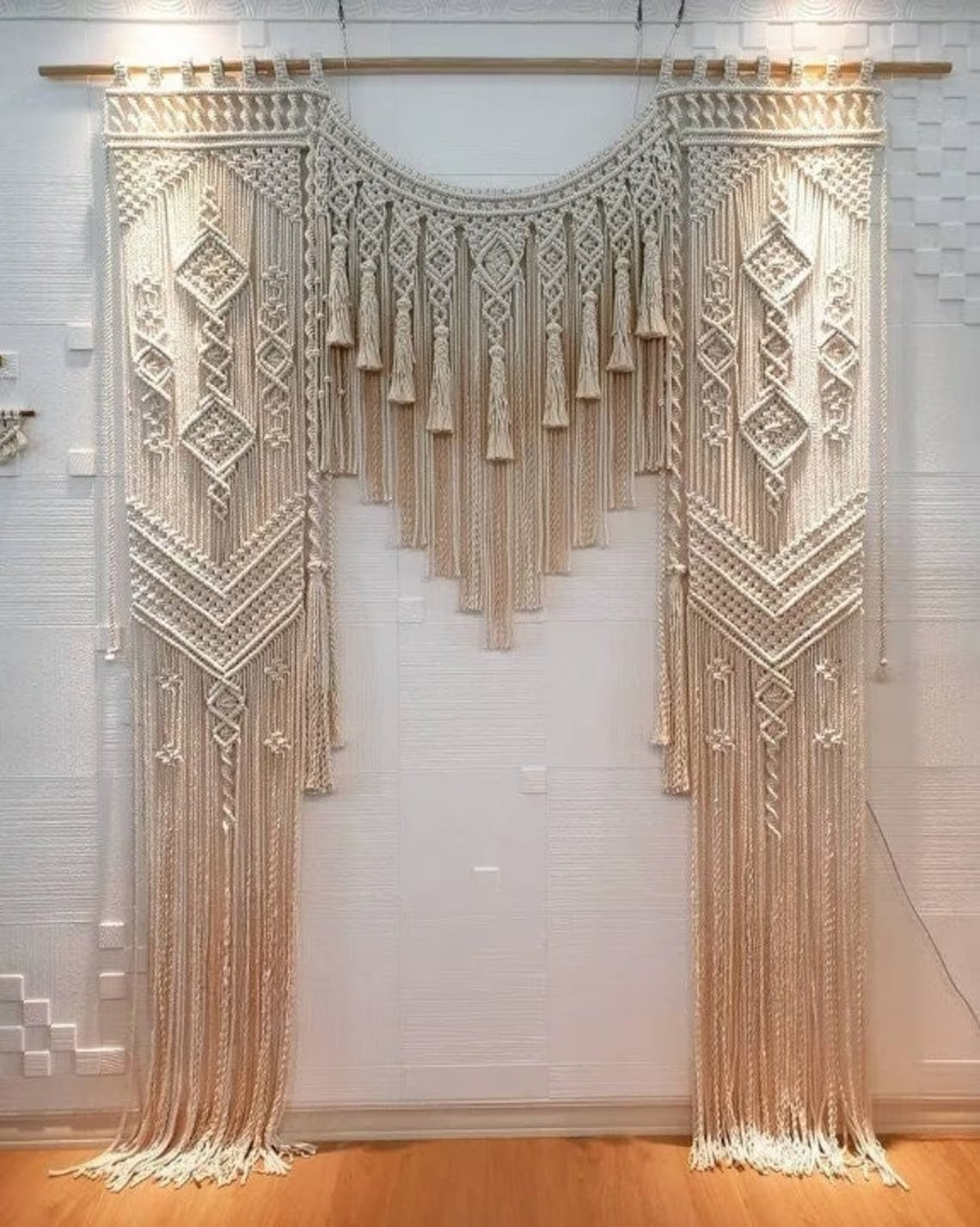 Luxury Handmade Art Macrame Curtain Macrame Wedding Backdrop