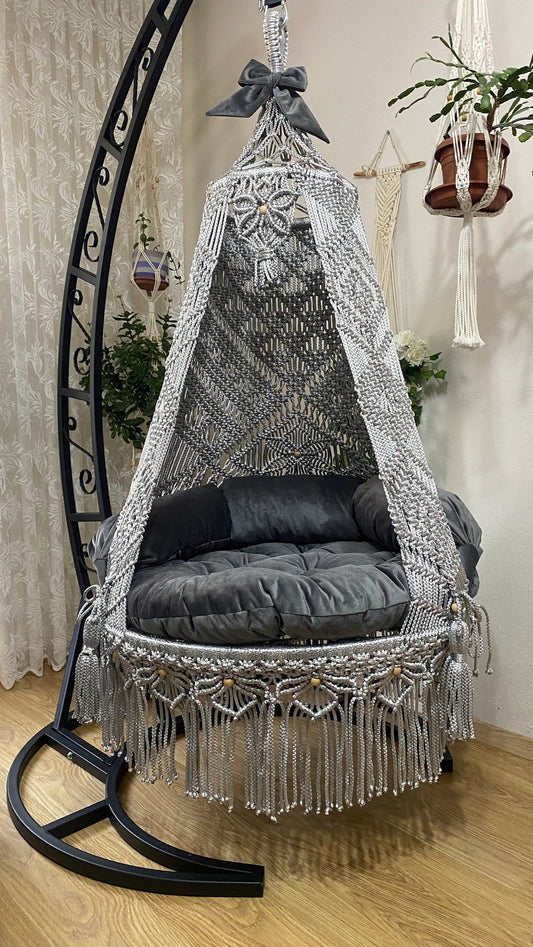 Macrame Hanging Chair, Macrame Swing, Cushion Swing, Comfortable Swing