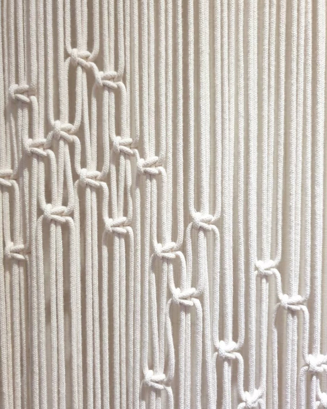 Handmade Macrame Curtain Wall Hanging Modern Geometric Woven Bohemian Tapestry, Mid Century Modern, Wedding Backdrop, Bedroom Decor