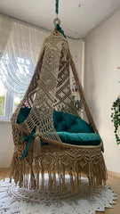 Handmade Macrame Swing Chair, Hanging Hammock, Valentine Gift