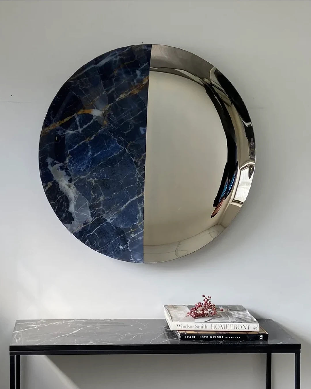 Concave Blue Marble Split Wall Mirror