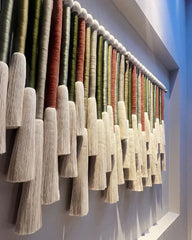 Large Terracotta and Olive Wrapped Fiber Art Wall Hanging