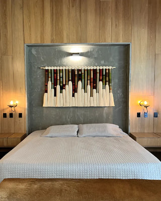 Multi-Color Color-Blocked Fiber Art Wall Hanging