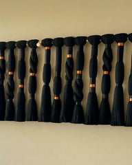 Modern Black and Copper Fiber Art Wall Hanging