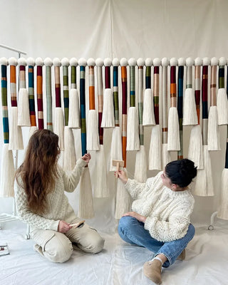 Jewel-Tone Color-Blocked Fiber Art Wall Hanging