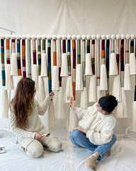 Jewel-Tone Color-Blocked Fiber Art Wall Hanging