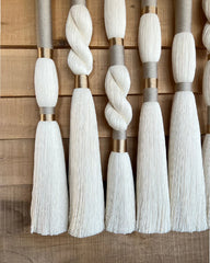 Modern Gold and Ivory Macrame Wall Hanging