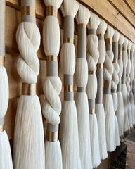 Modern Gold and Ivory Macrame Wall Hanging