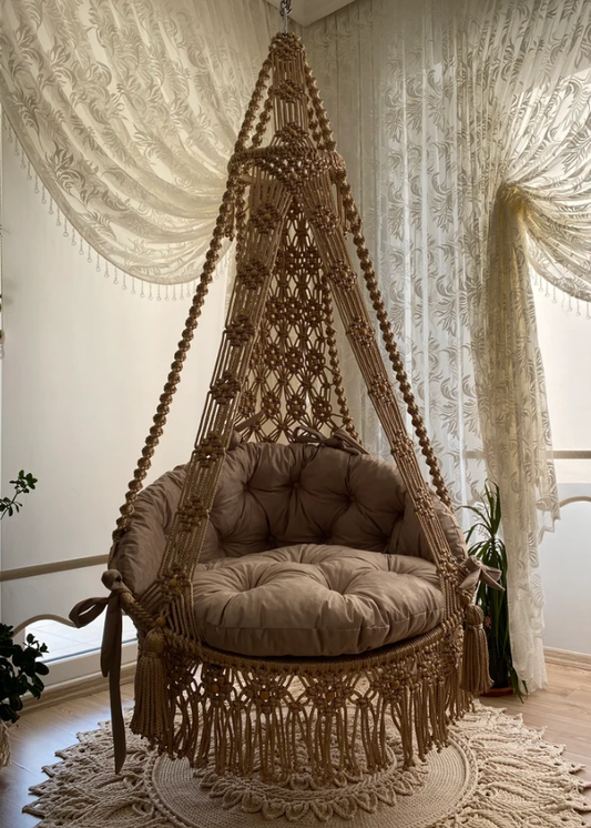 Macrame Swing Chair, Hanging Hammock, Bohemian Chair