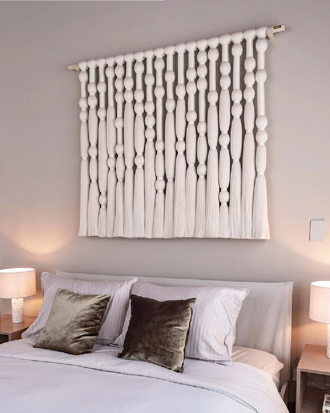 Large Boho Cream Fiber Art Wall Tapestry