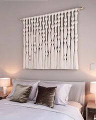Large Boho Cream Fiber Art Wall Tapestry