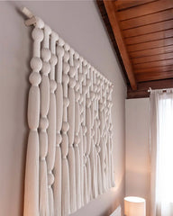 Large Boho Cream Fiber Art Wall Tapestry