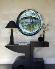 Convex Light Blue Wall Mirror