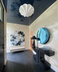 Convex Light Blue Wall Mirror