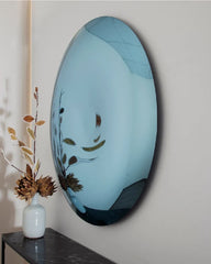 Convex Oval Light Blue Wall Mirror