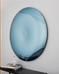 Convex Oval Light Blue Wall Mirror