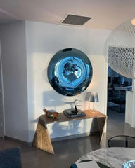 Convex Oval Light Blue Wall Mirror