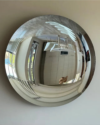 Polished Stainless Steel Convex Round Wall Mirror