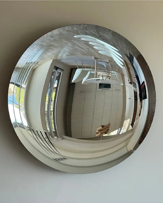 Polished Stainless Steel Convex Round Wall Mirror