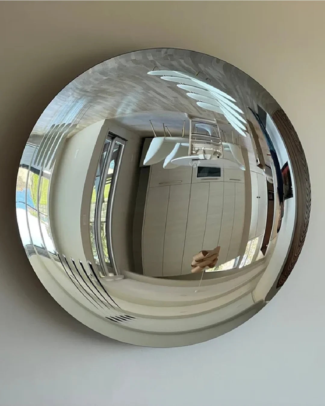 Polished Stainless Steel Convex Round Wall Mirror