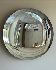 Polished Stainless Steel Convex Round Wall Mirror