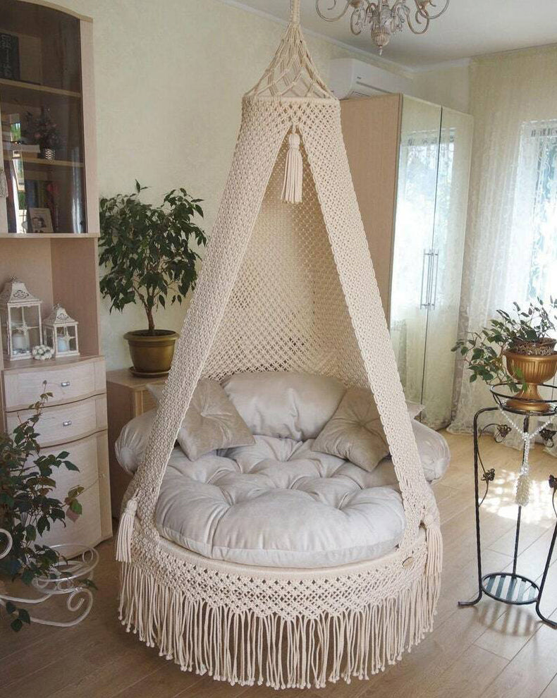 Macrame Swing Swing Bed indoor Hammock Chair Hanging Hammock Swing Set