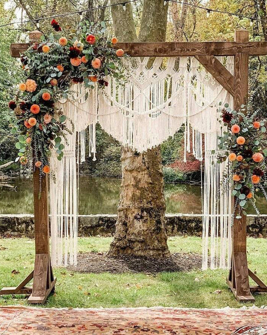 Handmade Macrame Wedding Backdrop Arch Arbor Wall Hanging Door Divider Curtains