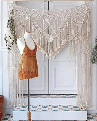Handmade Macrame Wedding Backdrop Arch Arbor Wall Hanging Door Divider Curtains
