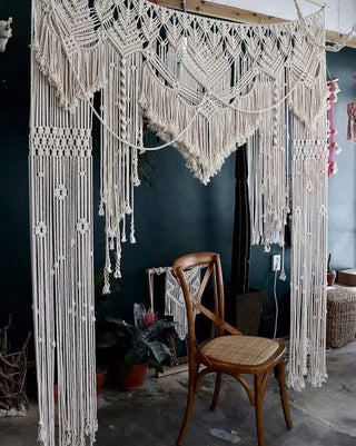Handmade Macrame Wedding Backdrop Arch Arbor Wall Hanging Door Divider Curtains