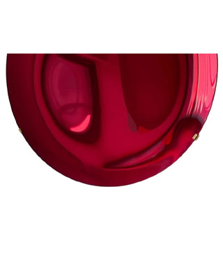Concave Ruby Red Wall Mirror with Brass Clips