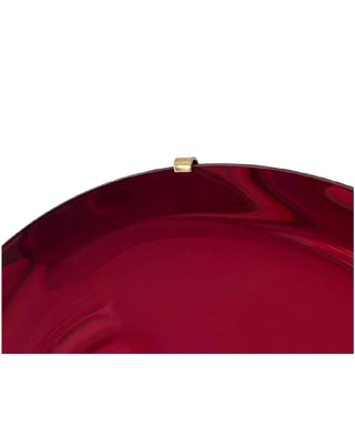 Concave Ruby Red Wall Mirror with Brass Clips
